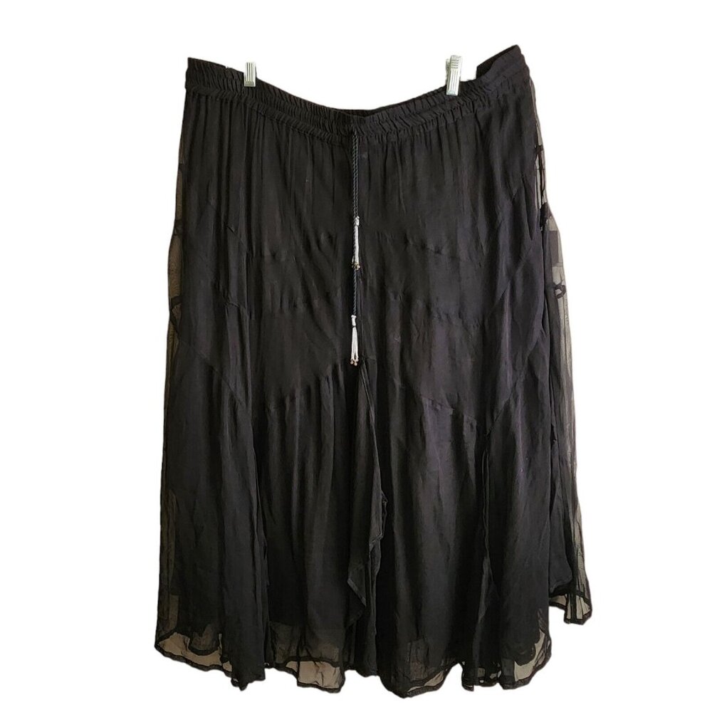 Silversteam Black Layered Maxi Tie Waist plus Size 2x-3x Goth Hippie Boho